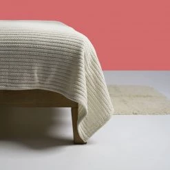 Vendor-unknown 100% Organic Cotton Chenille Ribbed Striped Blanket (Natural) (Made In USA)