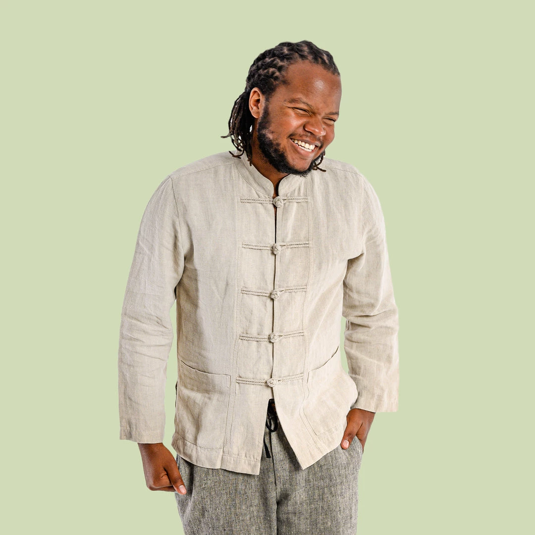 Vendor-unknown HILL TRIBE Kung Fu Collar Hemp Shirt (Long-sleeved) (Unisex) 2 Vendor-unknown HILL TRIBE Kung Fu Collar Hemp Shirt (Long-sleeved) (Unisex)