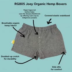 Vendor-unknown JOEY 100% Organic Hemp Boxer Shorts (Woven) (Nut Button, OC Thread) Men