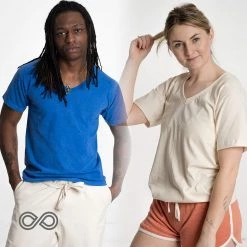 Vendor-unknown MENDOCINO Organic Cotton V-Neck T-Shirt (Made In USA) (Unisex) Tops