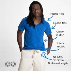 Vendor-unknown MENDOCINO Organic Cotton V-Neck T-Shirt (Made In USA) (Unisex) Tops