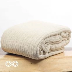 Vendor-unknown 100% Organic Cotton Chenille Ribbed Striped Blanket (Natural) (Made In USA)
