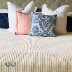 Vendor-unknown 100% Organic Cotton Chenille Ribbed Striped Blanket (Natural) (Made In USA)