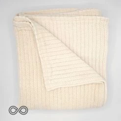 Vendor-unknown 100% Organic Cotton Chenille Ribbed Striped Blanket (Natural) (Made In USA)