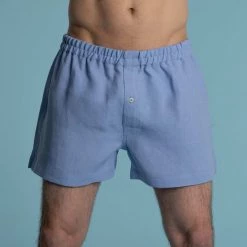 Vendor-unknown BIZET 100% Organic Linen Boxers (Woven) (OC Thread, Nut Button) Men