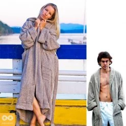 Vendor-unknown Organic Irish Linen Terry Bathrobe (Unisex) BedBath