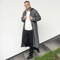 Vendor-unknown Warmwear & Outerwear DA VINCI COAT Organic Hemp Hooded Coat Lined With Organic Cotton Fleece (Black)