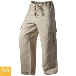 Vendor-unknown Elastic-free 100% Organic Hemp Cargo Pants (Unisex) Trousers & Jeans