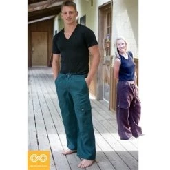 Vendor-unknown Elastic-free 100% Organic Hemp Cargo Pants (Unisex) Trousers & Jeans