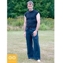 Vendor-unknown Elastic-free 100% Organic Hemp Cargo Pants (Unisex) Trousers & Jeans