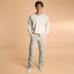 Vendor-unknown Elastic-free 100% Organic Hemp Cargo Pants (Unisex) Trousers & Jeans