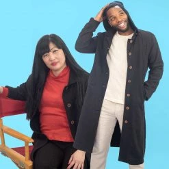 Vendor-unknown Warmwear & Outerwear DA VINCI COAT Organic Hemp Hooded Coat Lined With Organic Cotton Fleece (Black)