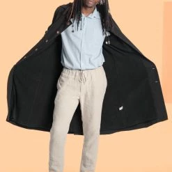 Vendor-unknown Warmwear & Outerwear DA VINCI COAT Organic Hemp Hooded Coat Lined With Organic Cotton Fleece (Black)