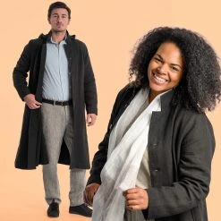 Vendor-unknown Warmwear & Outerwear DA VINCI COAT Organic Hemp Hooded Coat Lined With Organic Cotton Fleece (Black)