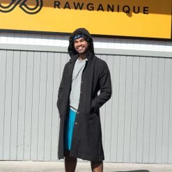 Vendor-unknown Warmwear & Outerwear DA VINCI COAT Organic Hemp Hooded Coat Lined With Organic Cotton Fleece (Black)