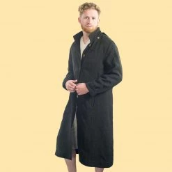 Vendor-unknown Warmwear & Outerwear DA VINCI COAT Organic Hemp Hooded Coat Lined With Organic Cotton Fleece (Black)
