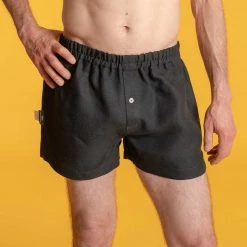 Vendor-unknown JOEY 100% Organic Hemp Boxer Shorts (Woven) (Nut Button, OC Thread) Men