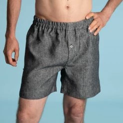 Vendor-unknown JOEY 100% Organic Hemp Boxer Shorts (Woven) (Nut Button, OC Thread) Men
