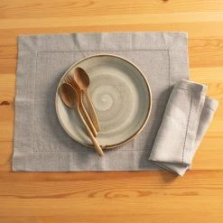 Vendor-unknown Kitchen FLAXBURY 100% Organic Linen Hemstitched Placemats & Napkins