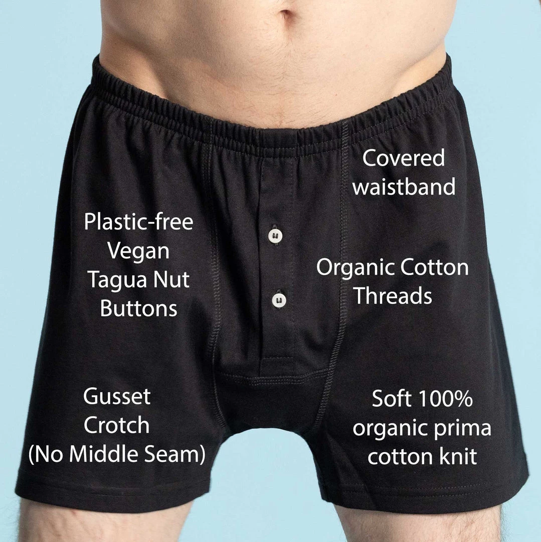 MOBY 100% Organic Prima Cotton Boxer Shorts (Gusset Crotch, Nut Button, OC Thread) 5 MOBY 100% Organic Prima Cotton Boxer Shorts (Gusset Crotch, Nut Button, OC Thread)