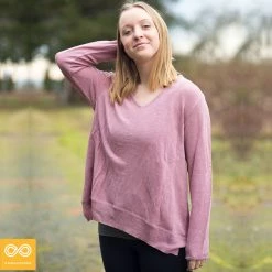 Vendor-unknown MONT BLANC V-Neck 100% Organic Hemp Knit Tunic Top Women