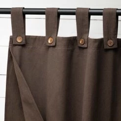 Vendor-unknown Blackout Tabbed BELMONT 100% Organic Cotton Curtains (2-Layer) (Brown/Brown)