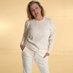 T-Shirts TACOMA 100% Organic Cotton Waffle Knit Long-Sleeve Pullover (USA) (Unisex)