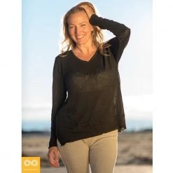 Vendor-unknown MONT BLANC V-Neck 100% Organic Hemp Knit Tunic Top Women