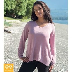 Vendor-unknown MONT BLANC V-Neck 100% Organic Hemp Knit Tunic Top Women