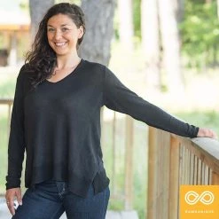 Vendor-unknown MONT BLANC V-Neck 100% Organic Hemp Knit Tunic Top Women