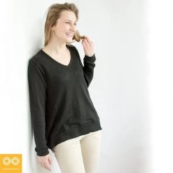 Vendor-unknown MONT BLANC V-Neck 100% Organic Hemp Knit Tunic Top Women