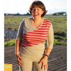 Vendor-unknown Women KEW GARDENS V-Neck 100% Hemp Blouse (3/4 Sleeves)