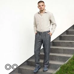 Vendor-unknown Men BOSTON 100% Organic Hemp Long-Sleeve Dress Shirt