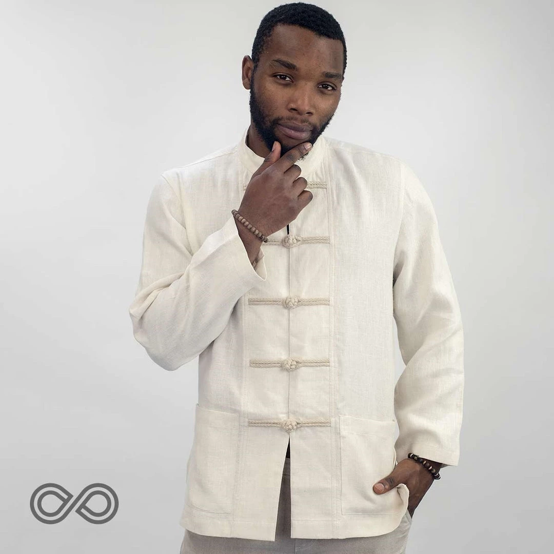 Vendor-unknown HILL TRIBE Kung Fu Collar Hemp Shirt (Long-sleeved) (Unisex) 5 Vendor-unknown HILL TRIBE Kung Fu Collar Hemp Shirt (Long-sleeved) (Unisex)