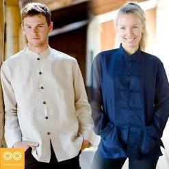 Vendor-unknown HILL TRIBE Kung Fu Collar Hemp Shirt (Long-sleeved) (Unisex) 9 Vendor-unknown HILL TRIBE Kung Fu Collar Hemp Shirt (Long-sleeved) (Unisex)