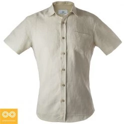 Vendor-unknown Downing Short-Sleeve Hemp Shirt (With Pocket) (Natural Color) Men