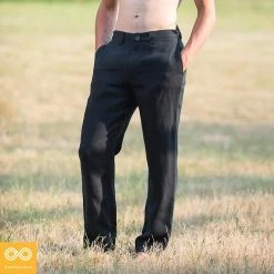 Vendor-unknown Eco-Couture Flat Front Hemp Dress Pants Slacks