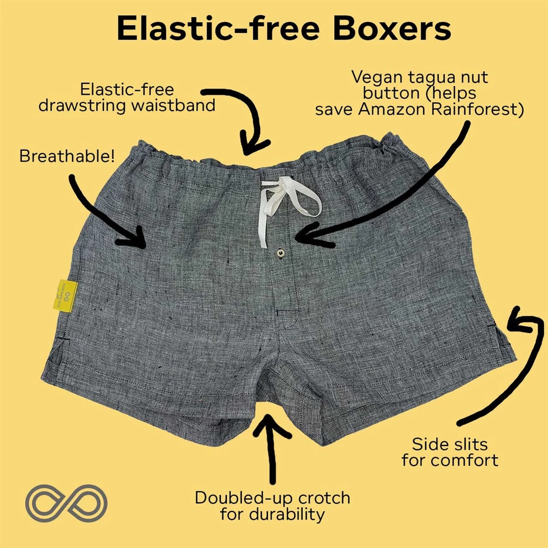 Vendor-unknown Men GREENWICH Elastic-free 100% Organic Hemp Boxers Woven (OC Thread, Nut Button) 21 Vendor-unknown Men GREENWICH Elastic-free 100% Organic Hemp Boxers Woven (OC Thread, Nut Button)