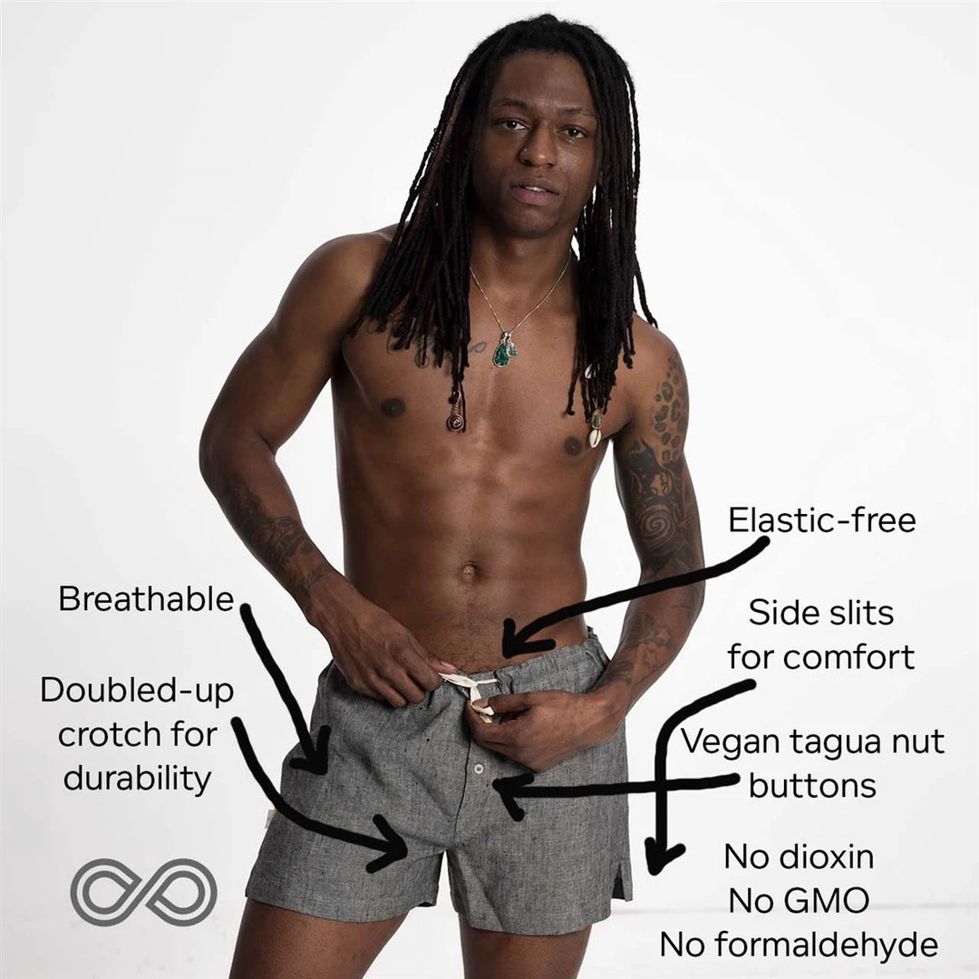 Vendor-unknown Men GREENWICH Elastic-free 100% Organic Hemp Boxers Woven (OC Thread, Nut Button) 23 Vendor-unknown Men GREENWICH Elastic-free 100% Organic Hemp Boxers Woven (OC Thread, Nut Button)