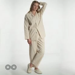 Vendor-unknown APPALACHIA Unisex Organic Cotton Pajamas Pecan Praline (Colorgrown Striped) Lingerie & Sleepwear