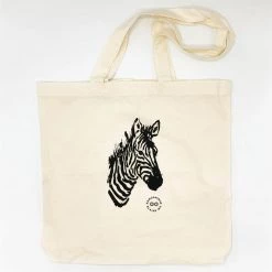 Vendor-unknown Printed Tees & More CLOVERDALE 100% Organic Cotton Shopping Bag Made In USA - Zebra (Plastic-free)