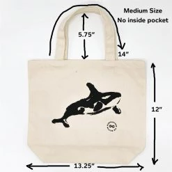 Vendor-unknown CLOVERDALE 100% Organic Cotton Shopping Bag Made In USA - Orca Printed Tees & More