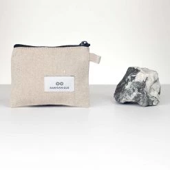 Vendor-unknown Seville Hemp Stiff Canvas Zippered Pouch Bag (Phone & Passport) (~7.4 X 5.5")