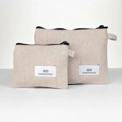 Vendor-unknown Seville Hemp Stiff Canvas Zippered Pouch Bag (Phone & Passport) (~7.4 X 5.5")