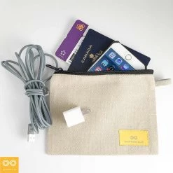 Vendor-unknown Seville Hemp Stiff Canvas Zippered Pouch Bag (Phone & Passport) (~7.4 X 5.5
