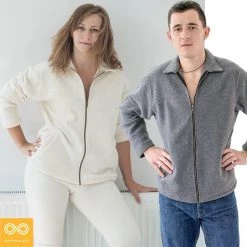 Vendor-unknown MAGIC MOUNTAIN 100% Organic Cotton Fleece Zippered Collar Jacket (Unisex) Warmwear & Outerwear