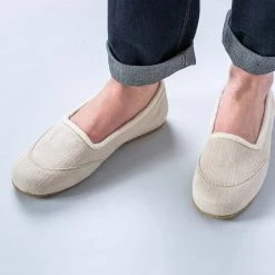 Shoes Women’s Footwear SNOW WHITE Handmade Hemp Ballet Flats (Lined With 100% Organic Cotton Fleece)