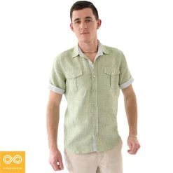 Vendor-unknown Men AMSTERDAM Slim-Fit Short-Sleeve 100% Organic Hemp Shirt
