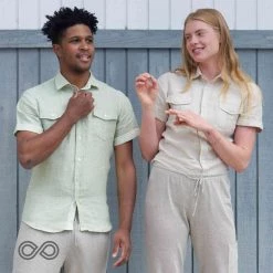 Vendor-unknown Men AMSTERDAM Slim-Fit Short-Sleeve 100% Organic Hemp Shirt