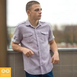 Vendor-unknown Men AMSTERDAM Slim-Fit Short-Sleeve 100% Organic Hemp Shirt